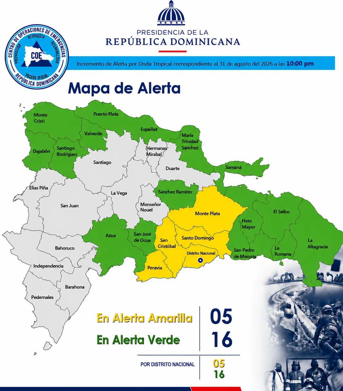COE pone 21 provincias en Alerta, El Expreso rd